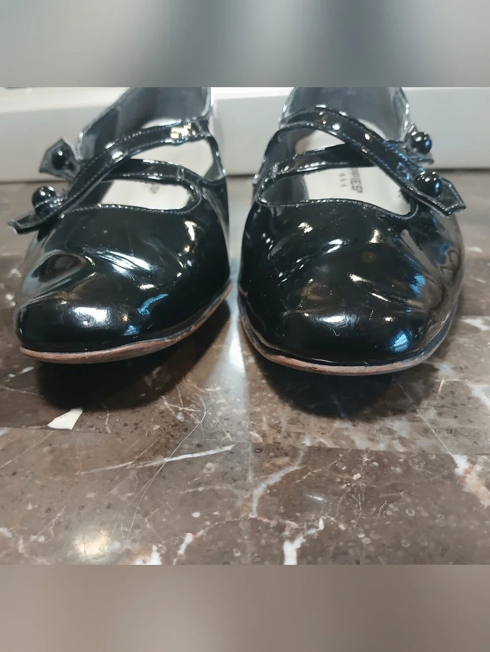 Hush Puppies Black Patent Mary Janes with Cross Straps